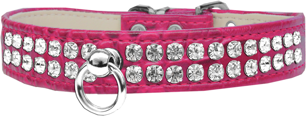 Style #72 Rhinestone Designer Croc Dog Collar Bright Pink Size 12